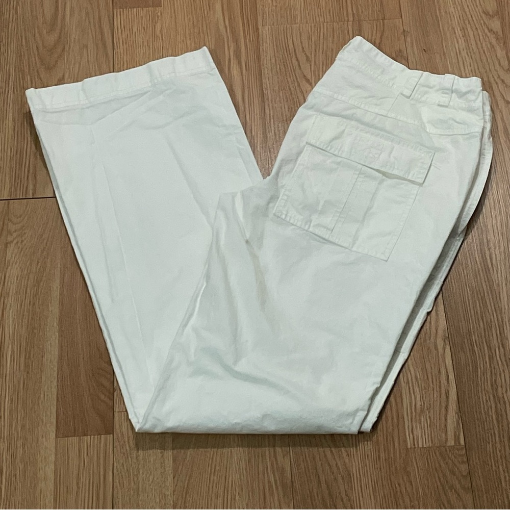 Free People Women’s 8 (33x31) Cargo Pants White Mid Rise Flap Pockets Casual